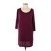 Reborn J Casual Dress - Shift Scoop Neck 3/4 sleeves: Burgundy Print Dresses - Women's Size Small