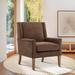 Armchair - Inbox Zero Leston Wide Upholstered Fabric Accent Armchair w/ Solid Wood Leg Fabric in Brown | Wayfair DE95F7B13A8542C3B385A09FF72EF49D