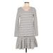 Lilis Closet Casual Dress - A-Line Scoop Neck 3/4 sleeves: Ivory Stripes Dresses - Women's Size Medium