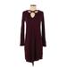 24/7 Maurices Casual Dress: Burgundy Dresses - Women's Size X-Small