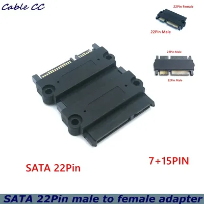SATA Stecker auf SATA Stecker Adapter Konverter 22Pin Sata mit 7pin + 15pin Buchse auf Stecker SATA Strom Datenkabel Image