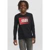 Langarmshirt JACK & JONES JUNIOR "JJECORP stylisch, bequem, atmungsaktiv, pflegeleicht", Jungen, Gr. 164, schwarz, Jersey, Obermaterial: 100% Baumwolle, bedruckt, casual, regular fit normal, Rundhals, Langarm, Shirts, bedruckt, casual, regular fit,...