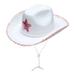 Gyratedream White Cowgirl Hats Pink-Star Cowboy Hat with Sequin Trim Fringe Western Party Hat for Costume Party Play Dress-Up