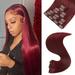 Dark Red Clip In Hair Extensions Human Hair Clip ins Hair Extensions #99J Burgundy Brazilian Place Women s Hair Double Weft Hand Workers Hair 8pcs Real Hair Extensions Human Hair Extensions Clip In Hu