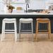 Julien Bar & Counter Stool - Bar Height (29-1/2"H Seat), Gray Painted, Bonded Leather, Gray Painted/Marbled Mineral/Bar Height - Grandin Road
