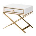 Lilibet Modern Glam And Luxe Black Finished Wood And Gold Metal 1-Drawer End Table by Baxton Studio in White Gold