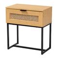Sawyer Mid-Century Modern Industrial Oak Brown Finished Wood And Black Metal 1-Drawer End Table With by Baxton Studio in Oak Brown Black