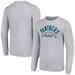 Men's Starter Heather Gray Carolina Panthers Half Ball Team Long Sleeve T-Shirt