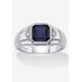 Men's Big & Tall 1.27 Cttw Platinum-Plated Silver Created Blue Sapphire Diamond Accent Ring by PalmBeach Jewelry in Blue (Size 10)