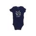 The Children's Place Short Sleeve Onesie: Blue Solid Bottoms - Size 9 Month