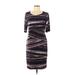 Connected Apparel Casual Dress - Sheath Scoop Neck Short sleeves: Purple Print Dresses - Women's Size 10