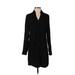 Express Casual Dress - Shirtdress V Neck Long sleeves: Black Solid Dresses - Women's Size X-Small