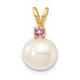 14ct PinkGold Topaz 8 8.5mm White Round Freshwater Cultured Pearl Pendant Necklace Jewelry Gifts for Women
