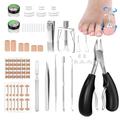 Ingrown Toenail Removal Tool Kit: 113pcs Professional Ingrown Toe Nails Treatment for Thick Curved Nail Pedicure Remover Set with Clippers Straightener Corrector Patch and Strips Pain Reliever