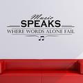 azutura Music Speaks Words Fail Life Quotes Wall Sticker available in 5 Sizes and 25 Colours Black