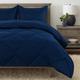 TOPLUXE Double Duvet Set, Lightweight Duvet with 2 Pillow Shams 50x75cm, 300GSM Microfiber Quilt for All Seasons (200x200cm, Dark Blue)