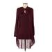 DKNY Casual Dress - Shift High Neck Long sleeves: Burgundy Solid Dresses - Women's Size 6