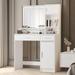 Ebern Designs Makeup Vanity w/ Touch LED Mirror Wood in White | 54 H x 35.5 W x 15.7 D in | Wayfair 040ABA2A5E824B918F71BFE07B86FE18