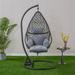 Dakota Fields Cina Egg Chair w/ Stand Polyester in Gray | 78.74 H x 34.25 W x 54.72 D in | Wayfair 63F38543E7ED444795288F78D0A25559