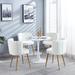 Ivy Bronx Jeffri Round 31.5" Dining Set Wood/Metal in Brown/White | 28.7 H x 31.5 W x 31.5 D in | Wayfair A965804927244C6F9F310E2D4B098C36