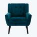 Armchair - Everly Quinn Jiovonni 29.53" Wide Tufted Velvet Armchair Wood/Velvet in Blue/Brown | 34.25 H x 29.53 W x 29.92 D in | Wayfair