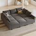 Gray Sectional - Everly Quinn Kandle 9 - Piece Upholstered Sectional Velvet, Wood | 33.9 H x 87 W x 81.5 D in | Wayfair