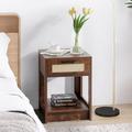 Ebern Designs Markovich Nightstand Wood in Brown | 21.65 H x 15.75 W x 15.75 D in | Wayfair EE97E7FC75604C3F8C1C1FE526925672