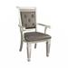 Rosdorf Park Kedrum Unfinished Tufted Back Arm Chair Faux Leather/Upholstered in Gray | 39.5 H x 27.5 W x 27.25 D in | Wayfair
