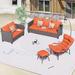 Red Barrel Studio® 6 - Person Outdoor Seating Group w/ Cushions Synthetic Wicker/All - Weather Wicker/Wicker/Rattan in Orange | Wayfair