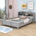 Red Barrel Studio® Atherstone Platform Storage Bed w/ Shelves Wood in Gray/Brown | 32 H x 59 W x 87 D in | Wayfair C152B44AEE284E8AA1252A3A046D750E