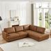 Brown Sectional - Wade Logan® Byrle Mid Century Modern Genuine Leather Cozy Sectional Sofa Genuine Leather | 32.3 H x 108.3 W x 89.4 D in | Wayfair