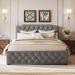 Red Barrel Studio® Hasinah Queen Tufted Storage Platform Bed Wood & /Upholstered/Linen in Gray | 43.3 H x 64.5 W x 79.9 D in | Wayfair