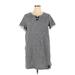 Style&Co Casual Dress - Mini Tie Neck Short sleeves: Gray Dresses - Women's Size X-Large