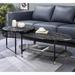 Faux Marble Top Nesting Coffee Table Black Finish (Set of 2)