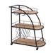 3-tier Movable Bar Serving Cart w/ Bottles Storage, Wine Glass Rack