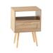 15.75" Rattan Nightstand with Drawer and Shelf