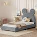 Twin Size Upholstered Platform Bed with Bear Ear Shaped Headboard for Kids, Teens, Boys, Girls Easy Assembly,Gray