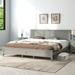 Gray King Platform Bed with Headboard & Center Support Feet, for Bedroom Wooden Bed Frame Guestroom, No Box Spring Needed