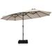 15FT Double-Sided Twin Patio Umbrella Sun Shade Outdoor Crank Market Base