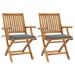 Buyweek Patio Chairs 2 pcs with Gray Cushions Solid Teak Wood