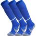 APTESOL Knee High Soccer Socks Team Sport Cushion Socks for Boys Girls Men Women [3-Pair Blue M]