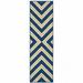 HomeRoots 2 x 8 ft. Navy Geometric Stain Resistant Indoor & Outdoor Rectangle Area Rug - Blue and Ivory - 0.16in. H x 26.77in. W x 90.55in. D