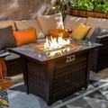 Outdoor Rattan 40 000BTU Propane Gas Fire Pit Table Brown01