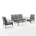 34.75 x 136 x 73 in. Outdoor Metal & Wicker Sofa Set Taupe - 4 Piece
