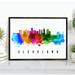 Pera Print Cleveland Skyline Ohio Poster Cleveland Cityscape Painting Unframed Poster Cleveland Ohio Poster Ohio Home Office Wall Decor - 27x40 Inches