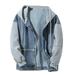 Diufon Hooded Jean Jacket for Women Fall 2023 Patchwork Zip Up Hoodies Outwear Denim Coats