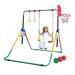 Kids Gymnastics Bar Horizontal Bar Kip Bar 4 in 1 Jungle Gym Training Playground Monkey Bar Exanpandable Adjustable Height w Swing Set Trapeze Rings Basketball Hoop Exericse Training for Kids