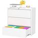 3 Drawer Metal File Cabinet with Lock White-Lateral