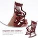 2pcs Dollhouse Accessories Wooden Mini Chairs Rocking Chair Models (Brown)