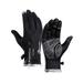 Warm Gloves Thicken Wind-proof Suede Gloves Neoprene Screen Touch Waterproof Gloves for Hiking Camping Cycling Fishing - Size S (Black)